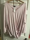 Livi Lane Bryant Knit Pullover Terry Cross Front Long Sleeve Pink 26/28 Nwt