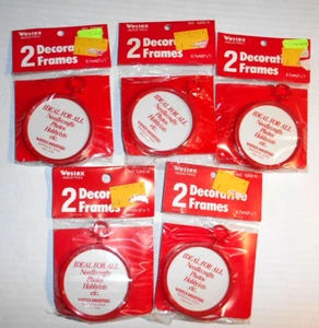 VTG Lot (10) Westex ROUND RED Holiday Frames Cross Stitch Needle Craft Pictures - Picture 1 of 5