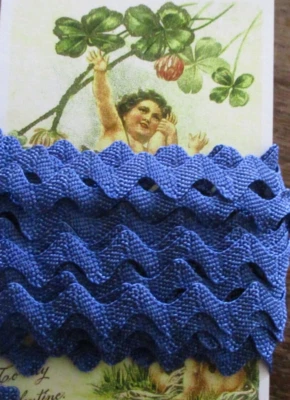 5 yd ~ 7/16" Vintage Royal Blue Rayon Rick  Rack Trim ~new/old stock - Image 1 of 2