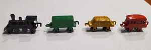 Vintage 4 Piece Lot of Japan Mini Die Cast Metal Train Set Miniature Toy - Picture 1 of 9
