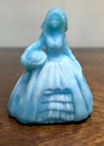 Boyd Crystal Art Slag Glass Mini Elizabeth Doll Blue Satin Makers Mark - Picture 1 of 3