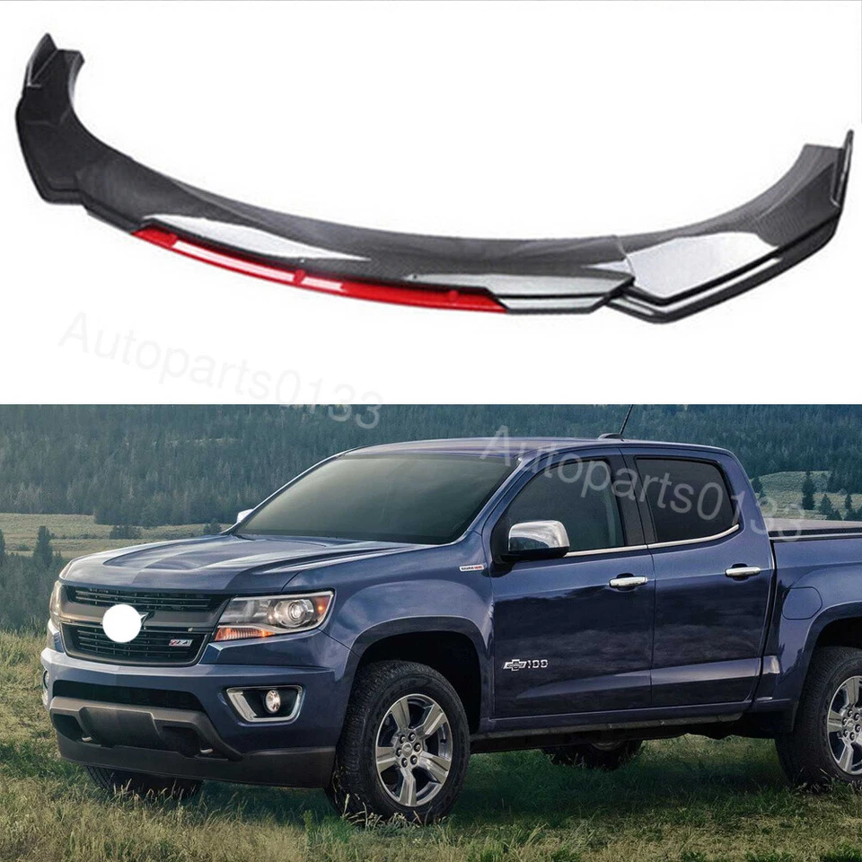 Front Bumper Spoiler Splitter for Chevrolet Colorado Carbon&Red Style Foto 1 de 4