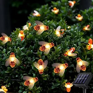 60 LED Solar Powered Bee String Lights Outdoor Yard Garden Decor Waterproof Lamp - Picture 1 of 50