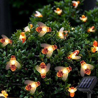 60 LED Solar Powered Bee String Lights Outdoor Yard Garden Decor Waterproof Lamp - Image 1 of 4