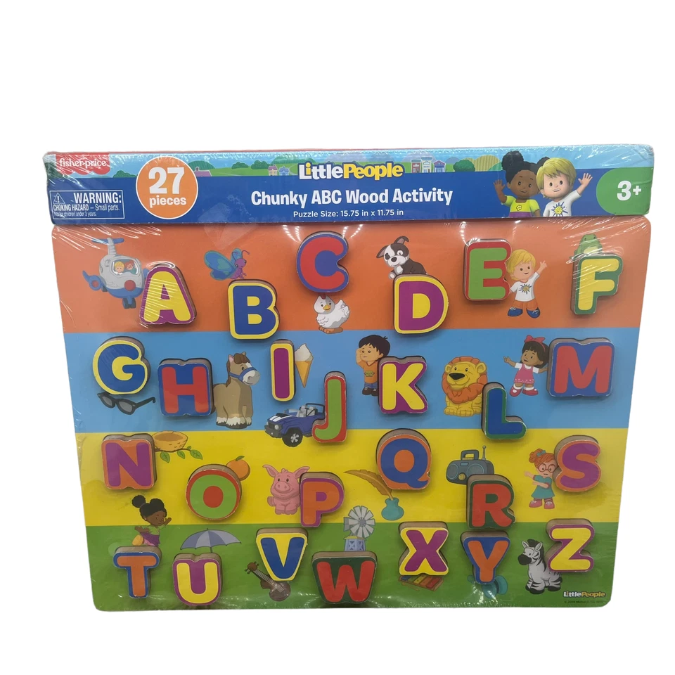 Fisher Price Little People Chunky ABC Wood Activity Puzzle 16" x 12" 27 Pc NEW - Image 1 of 2