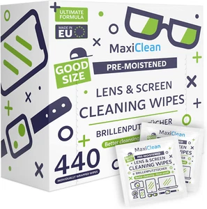 440 Eyeglass Cleaning Wipes – Bulk Pack, Streak-Free, Pre-Moistened, 5.5"x4.7" - Picture 1 of 11