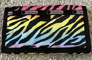 Le Sportsac Classic Rainbow Zebra Geldbörse Bunt Vintage Nylon - Bild 1 von 8