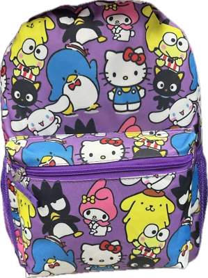 Mochila grande - Hello Kitty - Friends púrpura estampado integral 16" bolso escolar para niñas Foto 1 de 4