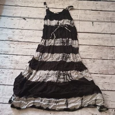 Exist 黑色白色人造丝领带染料长裙背心绑带连衣裙 S — 第 1/4 张图片