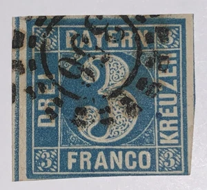 Travelstamps: Germany Bayern Stamps Used NG 3 Kreuzer Fancy Numeral Cancel - Picture 1 of 6