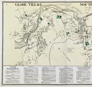 1870 SOUTHBRIDGE CENTRE Township Plat Map WORCESTER Cty Massachusetts (21x13) - Picture 1 of 4