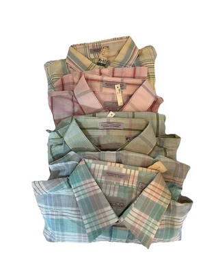 VTG 80s Wedgefield Button Down XL Short Sleeve Shirt Plaid Workwear Lot Of 4 NEW - Image 1 of 4