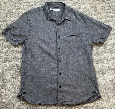 Outerknown Shirt Mens Medium Short Sleeve Button Up Organic Cotton Hemp Gray - Image 1 of 4