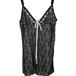 Vintage Rampage Black Lace Slip Small Sheer Babydoll Coquette Y2K Lingerie - Picture 1 of 6