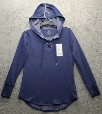 Sudadera con capucha Free Country Free2B para mujer M azul forrada de lana con cordones elástica dobladillo redondo Foto 1 de 4