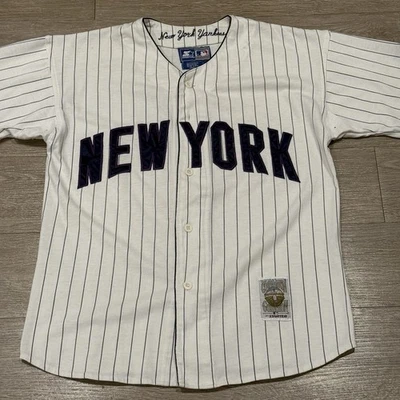 Camiseta De Colección Starter New York Yankees MLB Béisbol Crema Rayas Algodón Foto 1 de 4