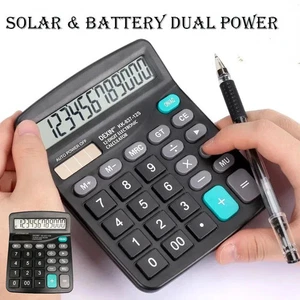 12 Digit Solar Battery Dual Power Calculator Large LCD Display Office School - Picture 1 of 6