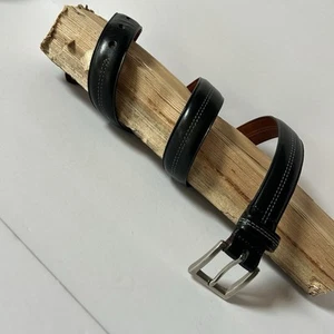 Coach schwarzer Ledergürtel ITALIEN Größe 32 (80 cm) silberfarbene Schnalle 1 1/4" breit - Bild 1 von 8