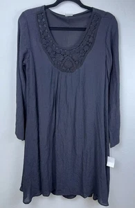 Wrangler Tunic Dress Womens Small Gray Crochet Neckline Long Sleeve Boho Chic - Picture 1 of 7