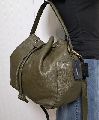 BANANA REPUBLIC Bandolera de Cuero Verde con Cordón Bolso de Mano Cartera Nuevo con Etiquetas Foto 1 de 4