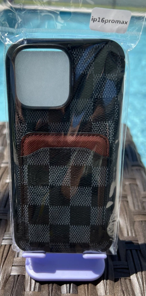 Luxurious Outlet Designer Black Signature Wallet Case for iPhone 16 Pro Max! - Image 1 of 1