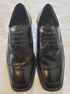 Zapatos de vestir Stacy Adams para hombre 10W Oxford con cordones cuero negro punta cuadrada - Imagen 1 de 10