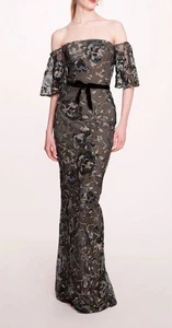 Marchesa Notte Damen Kletterranken Kleid geblümt schwarz blau Gr: 4 neu mit Etikett - Bild 1 von 15