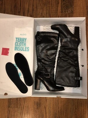 Botas de cuero negras Aldo para mujer - hasta la rodilla Unorewen talla 7 lista ligeramente usadas $180 Foto 1 de 4