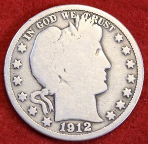 Medio dólar barbero de 1912 90% moneda de plata circulada BH577 - Imagen 1 de 2