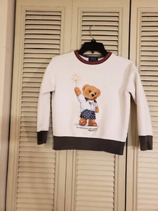 Kids Polo Ralph Lauren White Polo Bear Sweatshirt. Size 8 s/p READ! - Picture 1 of 6