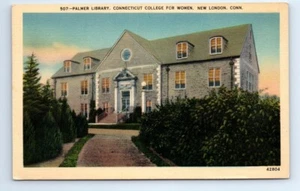 Neu London Connecticut CT College für Frauen Palmer Bibliothek Leinen Postkarte ca. 1940 - Bild 1 von 2