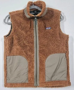 Patagonia Retro X Sherpa Fleece Vest Full Zip Youth Sz XL 14 Brown EUC  - Picture 1 of 6