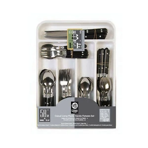 Gibson Home Casual Living 58 Piece Stainless Steel Flatware Set in Black - Picture 1 of 1