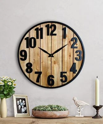 Montoire 24 Inch Wooden Farmhouse Wall Clock Large, Extra Large for Living Ro... - Image 1 of 4