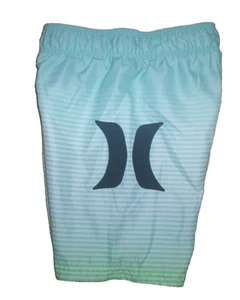 Boy's 4T Hurley Swim Shorts Trunks Boardshorts Mint Green White Striped NEW - Picture 1 of 4