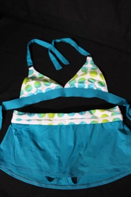 LA BLANCA By Rod Beattie 2 Piece Bikini Set, Teal W/Polka Dots, Womens 8/10-B19 - Image 1 of 4