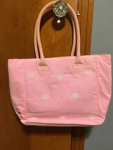 Quacker Factory QVC Pink Corduroy White Snowflake Tote Shoulder Bag Purse NWT - Picture 1 of 7