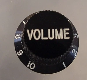 BLACK + WHITE ELEC GUITAR KNOB VOLUME - PUSH ON - Picture 1 of 3