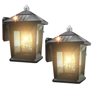 2 Pack Solar Wall Lights Outdoor Dusk to Dawn Motion Sensor Solar Porch Lights - Picture 1 of 6