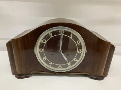 Orologio A Pendolo In Legno Junghans Da Camino Antico A Corda Vintage - Immagine 1 di 4