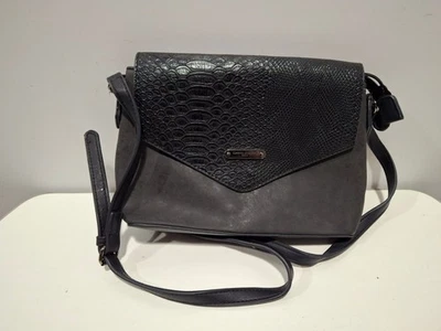 Bolso Bandolera David Jones Para Mujer Negro/Gris Talla Pequeña Imitación Cuero Gator Foto 1 de 4