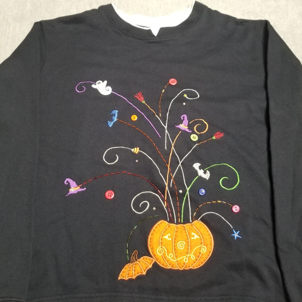 Moletom vintage Halloween abóbora branco veado fantasma anos 90 Y2K outono vovó XL 16/18 - Imagem 1 de 4