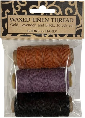 Waxed Linen 5 Ply Thread 3/Pkg Lavender, Orange-Gold, Black; 20yd Each - Image 1 of 4