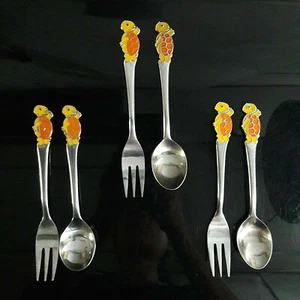 Set 3 Vintage Turtles Spoon Fork by Martian Stainless Steel Lovely Animal - Picture 1 of 6
