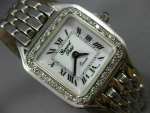 GERARD PETIT .65CT DIAMOND & AAA SAPPHIRE 18KT WHITE GOLD 3D PANTHER WATCH #2465 - Picture 1 of 9