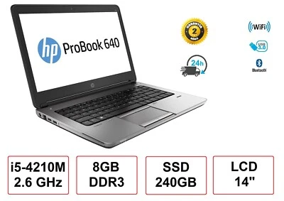 Ordenador portátil HP ProBook 640 G1 Intel i5 / 8GB DDR3 / 240GB SSD / LCD 14" - Imagen 1 de 4