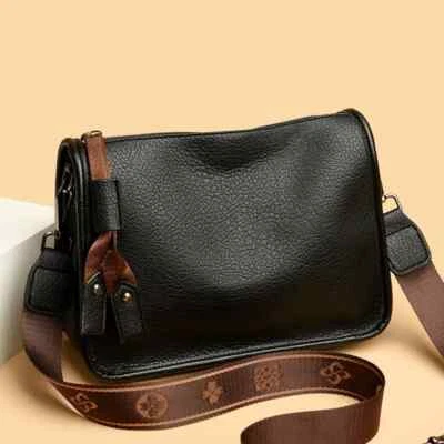 BRANDED Soft Genuine Leather Shoulder Crossbody Bag Women’s Tote with Wide Strap