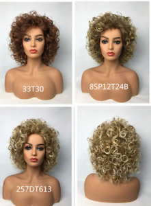New Women Wig Short Wavy Curly Wig Ladies Hair Fluffy Wig Brown Blonde Wigs