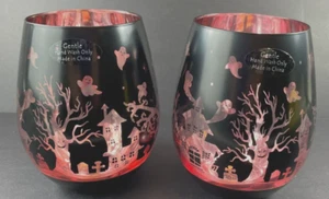 Set of 2 Halloween Haunted House Glass Window Look Black Pink Reflecting NEW - Picture 1 of 6