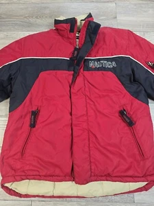Small 8/10 Vintage NAUTICA Boys Puffer Jacket Coat Classic Red White Blue - Picture 1 of 16